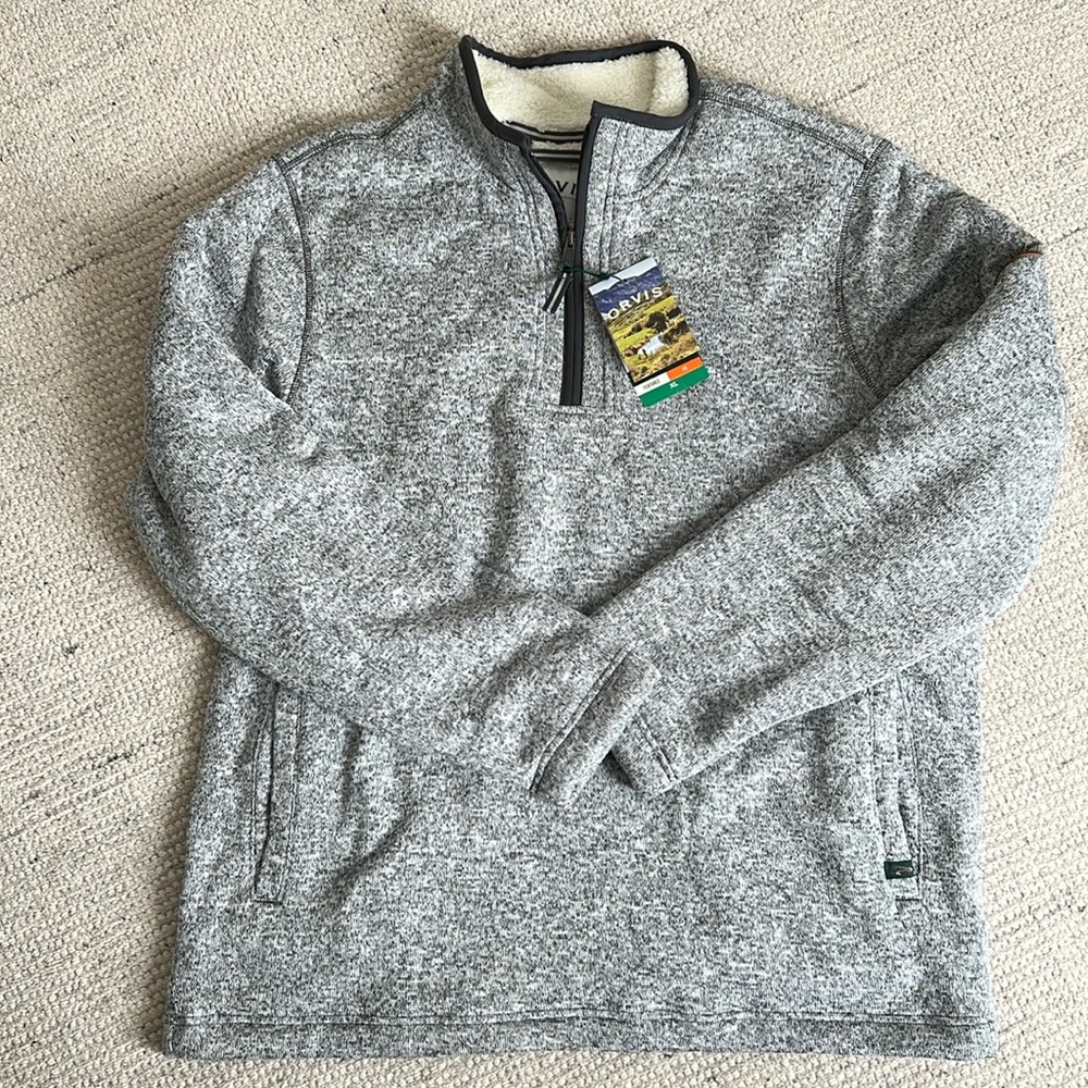 Men's orvis 1/4 zip fleece lined, nwt, xl